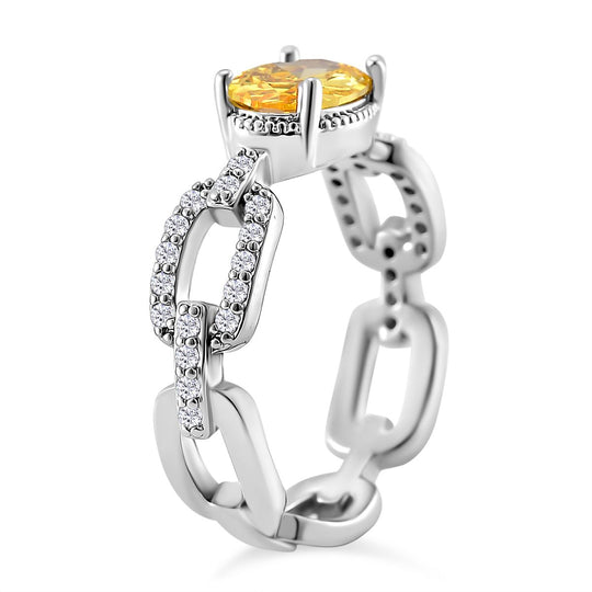 Gelber Zirkonia, Weißer Zirkonia Ring Messing (Größe 17.00) 0.26 ct