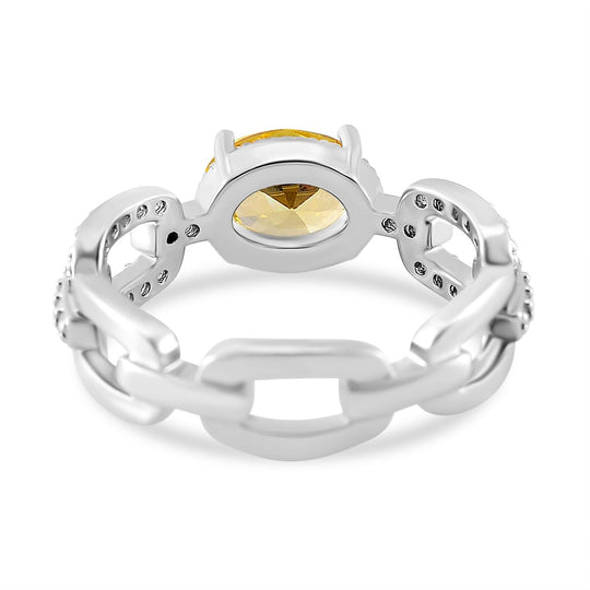 Gelber Zirkonia, Weißer Zirkonia Ring Messing (Größe 17.00) 0.26 ct