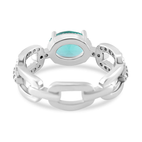Grüner Zirkonia, Weißer Zirkonia Ring Messing (Größe 17.00) 0.26 ct