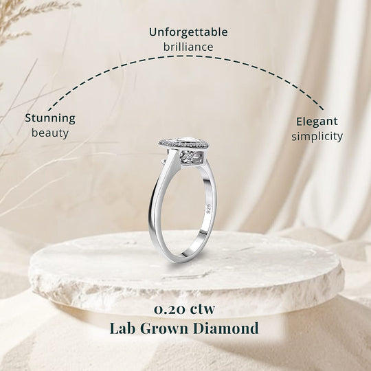 LUXURIANT DIAMOND - Lab Grown Diamant SI Ring 925 Silber rhodiniert (Größe 15.75) ca. 0.20 ct