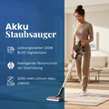 Akku-Staubsauger, BLDC Digitalmotor, 150W, 22,2V, Überhitzungs- und Staubschutz, Grau