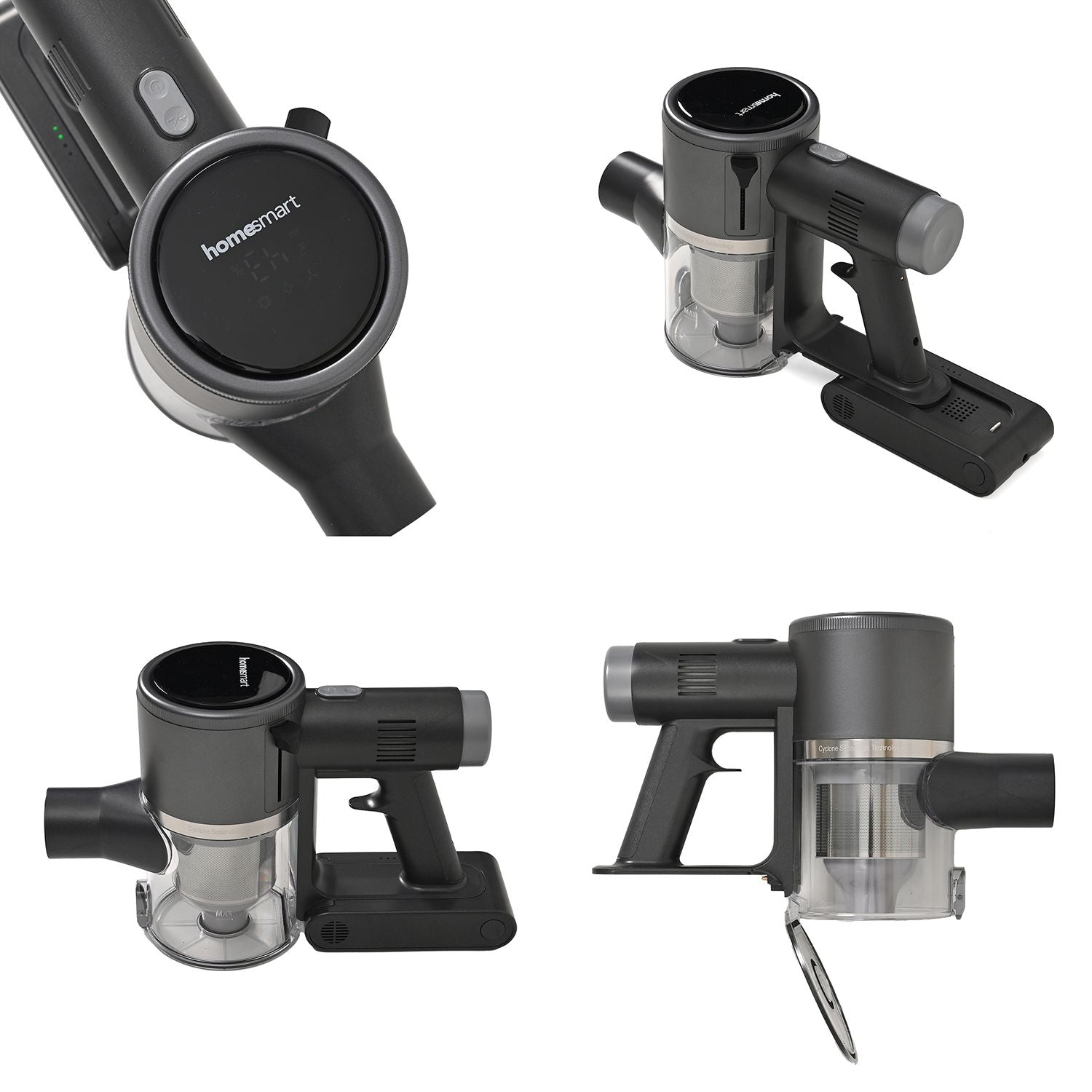 Homesmart - Kabelloser Staubsauger aus ABS, 0,6 L Kapazität, 23 x 24,5 x 114,3 cm, mit Zubehörset