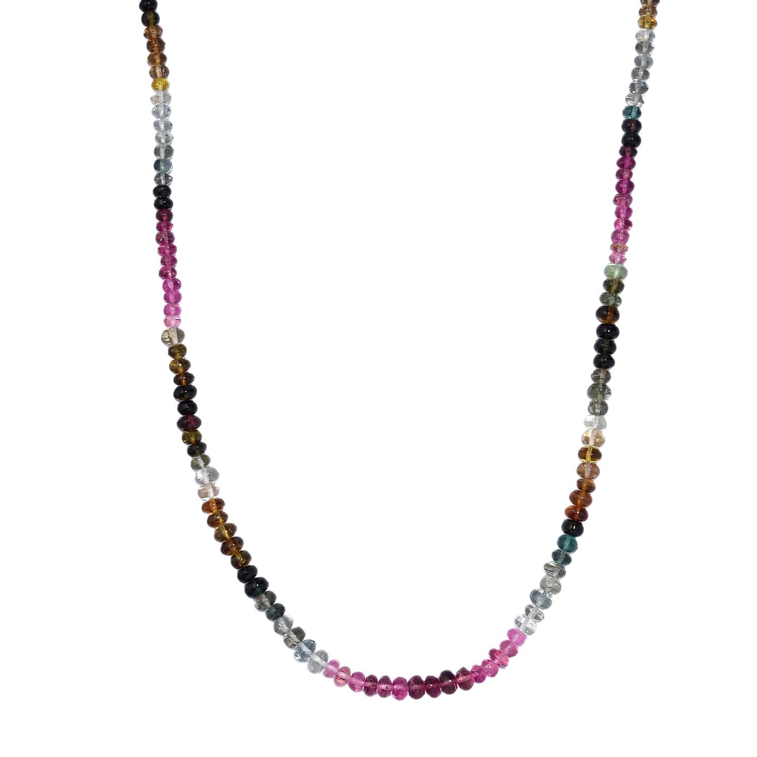 AAA Mehrfarbige-Turmalin Halskette ca. 45 cm 585 Gold ca. 75.00 ct
