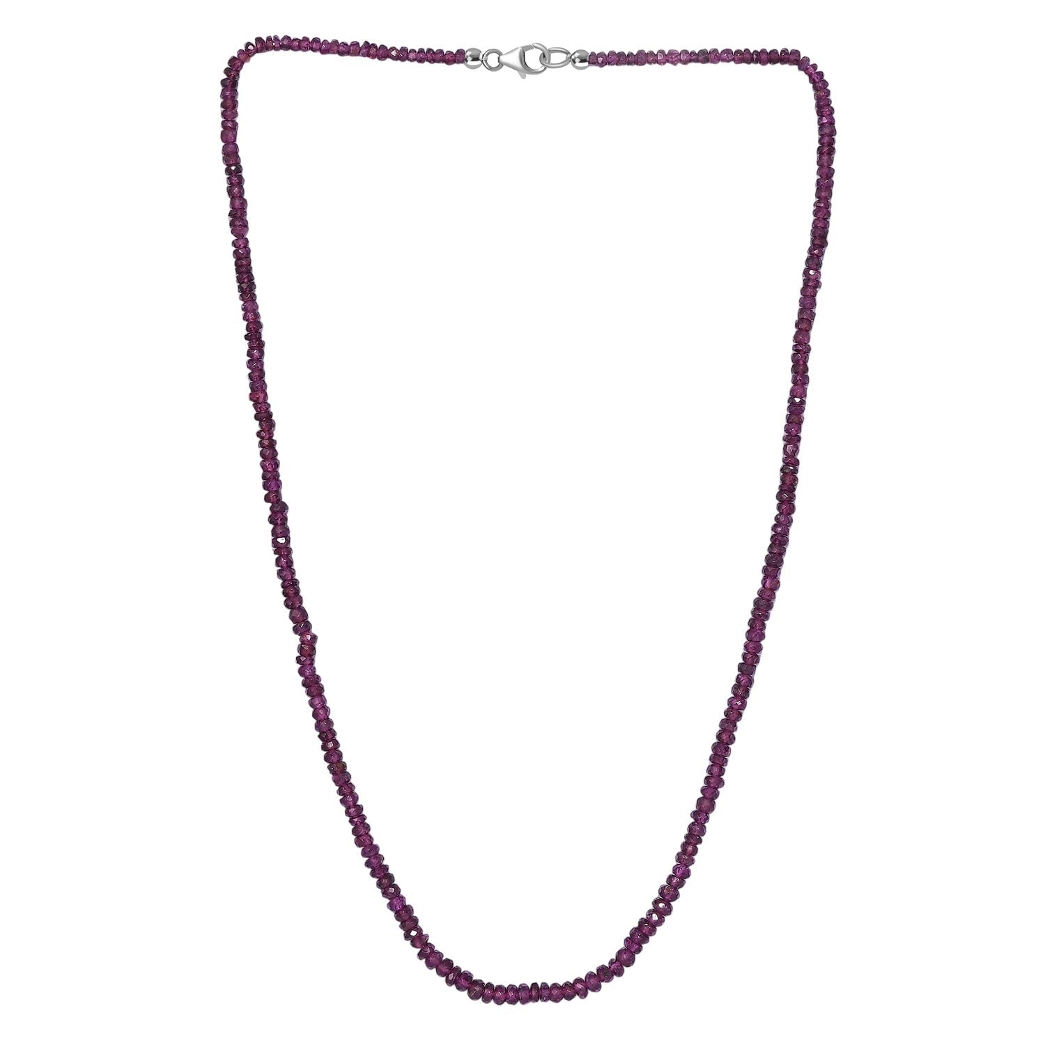 Lila Granat Halskette ca. 50 cm 925 Silber rhodiniert ca. 78.00 ct