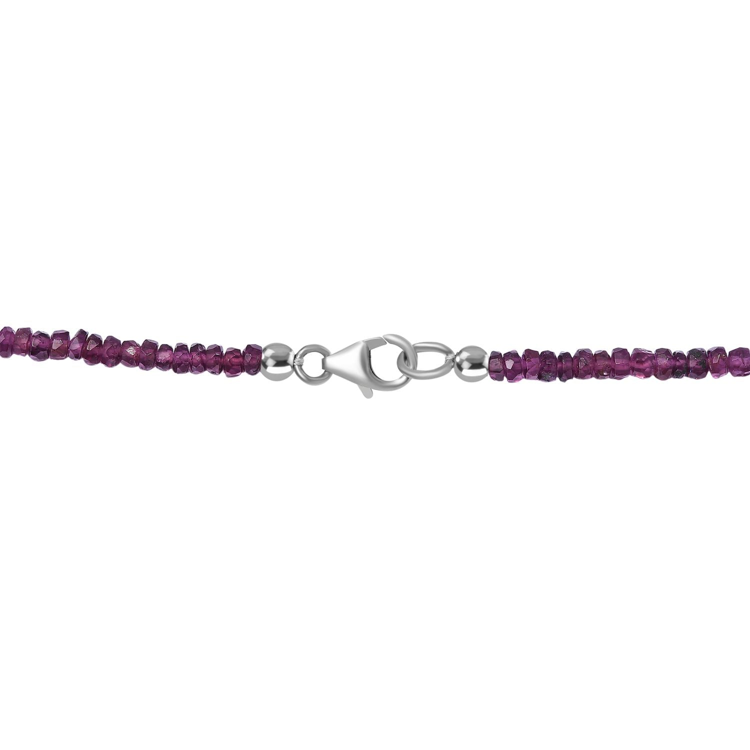 Lila Granat Halskette ca. 50 cm 925 Silber rhodiniert ca. 78.00 ct