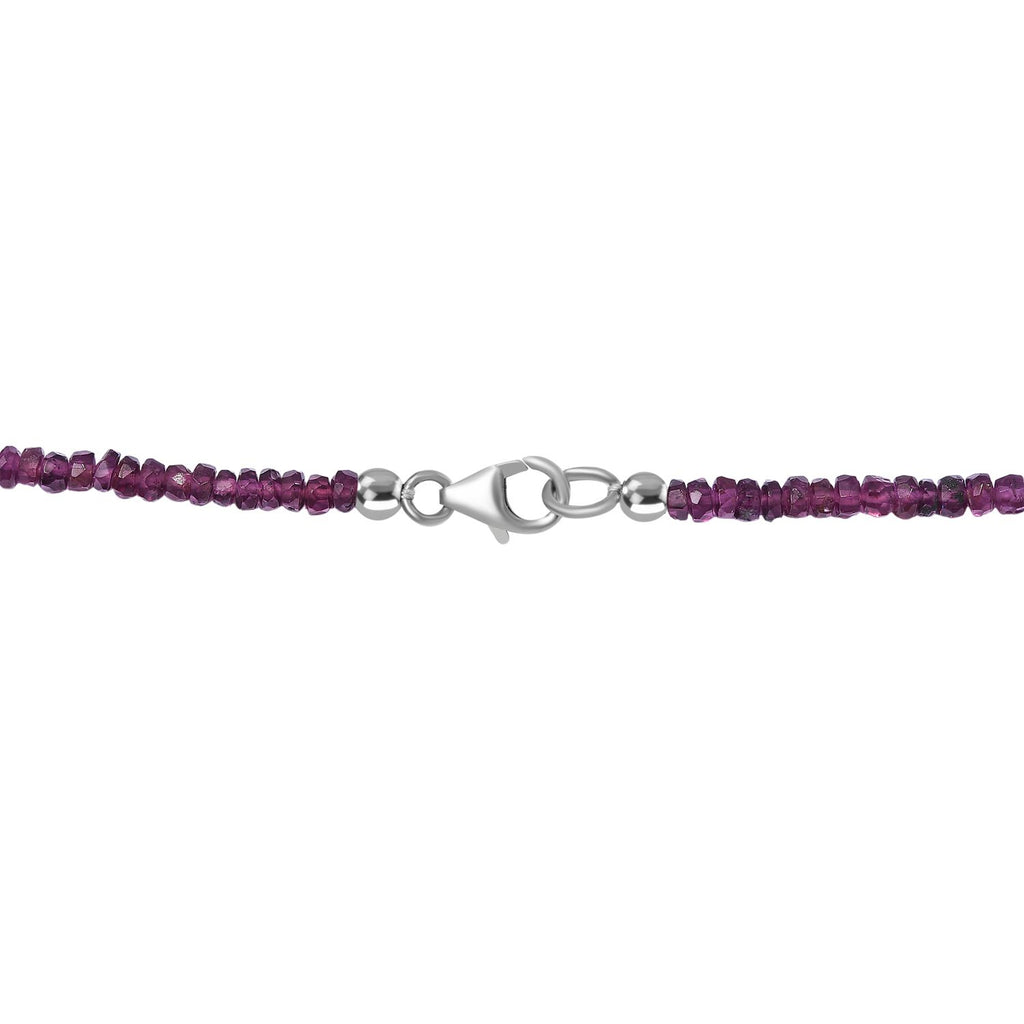 Lila Granat Halskette ca. 50 cm 925 Silber rhodiniert ca. 78.00 ct