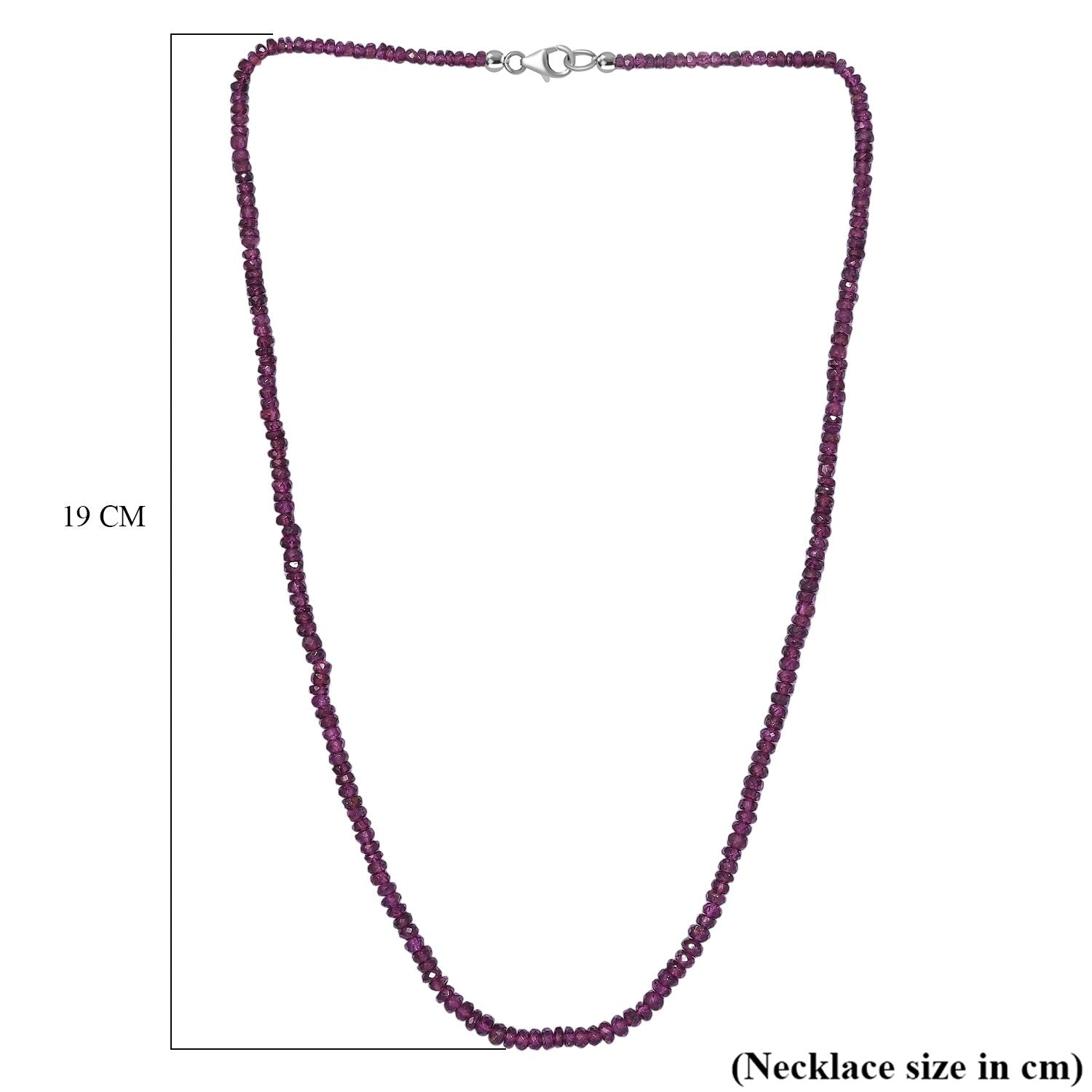 Lila Granat Halskette ca. 50 cm 925 Silber rhodiniert ca. 78.00 ct