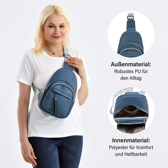 Crossbody-Tasche aus Nylon, mit mehreren Reißverschlussfächern und verstellbarem Schulterriemen, 24x15x9?cm, Rosa