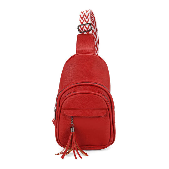 Crossbody-Tasche aus Nylon, mit mehreren Reißverschlussfächern und verstellbarem Schulterriemen, 24x15x9?cm, Rosa