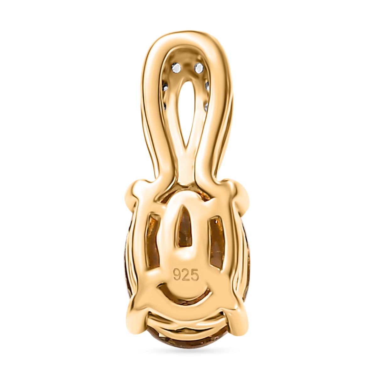 Natürlicher goldener Tansanit, Weißer Zirkon Anhänger 925 Silber 750 Gelbgold Vermeil ca. 0.88 ct