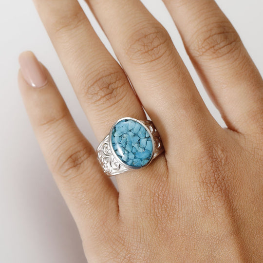Sleeping Beauty Matrix Türkis Ring 950 Kupfer ca. 7,00 ct