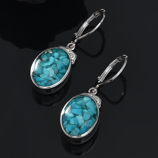 Sleeping Beauty Matrix Türkis Ohrringe 950 Kupfer ca. 9.20 ct