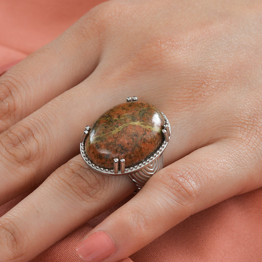 Unakite Ring Edelstahl ca. 31,31 ct