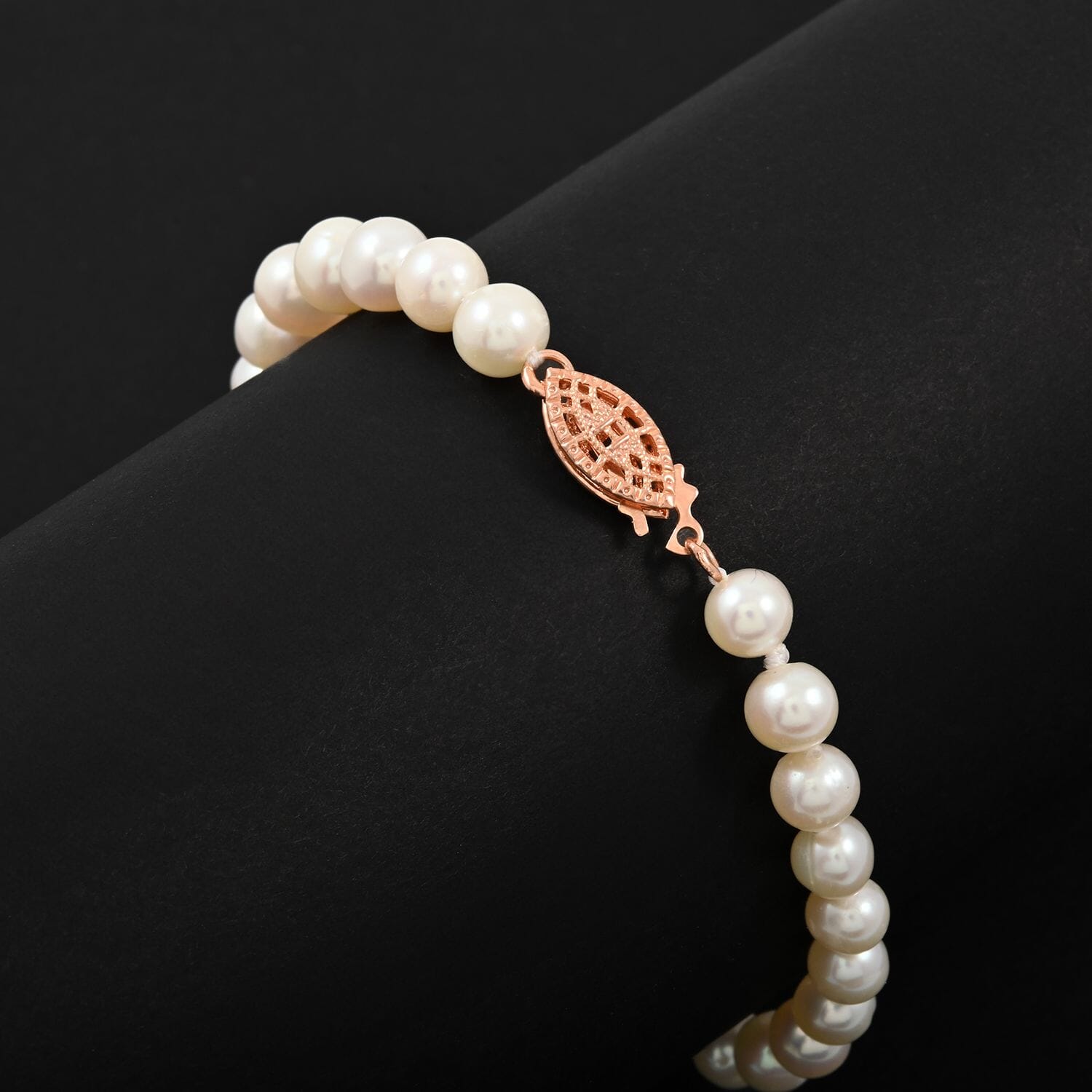Süßwasser Perle (4,5mm) Armband, 18cm, Messing rosévergoldet