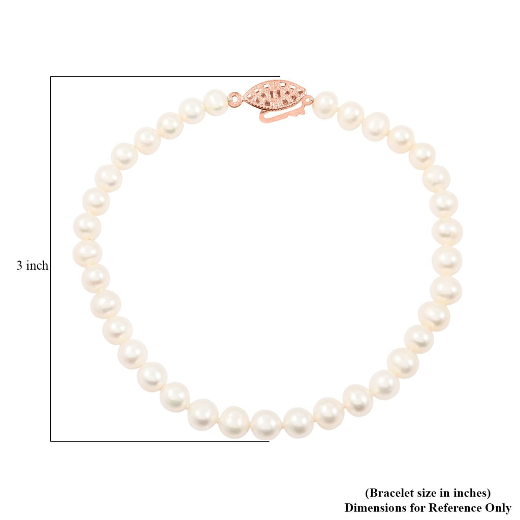 Süßwasser Perle (4.5 mm) Armband ca. 18 cm Nickelfreies Messing rosévergoldet