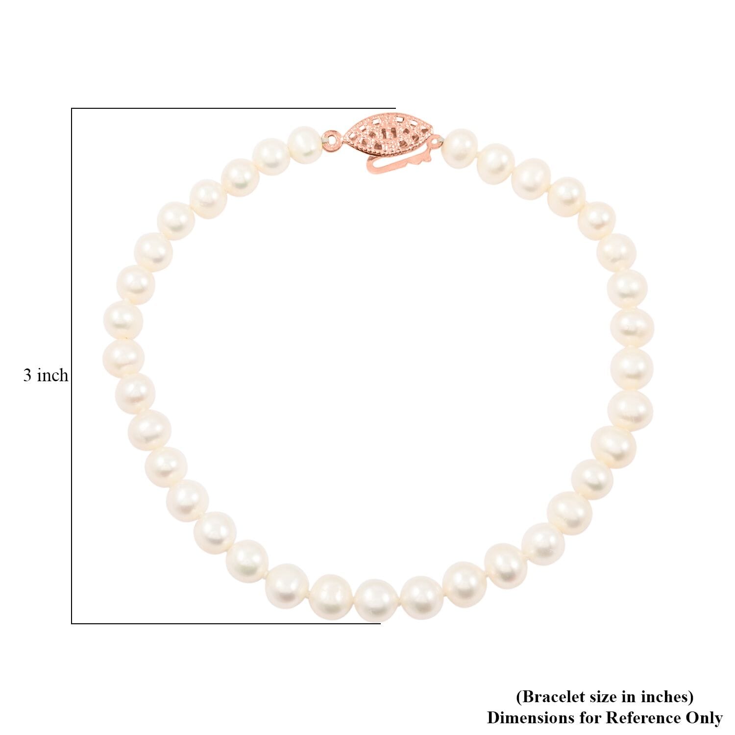 Süßwasser Perle (4.5 mm) Armband ca. 18 cm Nickelfreies Messing rosévergoldet