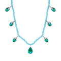 Pfau Quarz Triplette und Blauer Apatit Halskette ca. 45 cm 925 Silber rhodiniert ca. 52,66 ct.