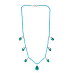 Pfau Quarz Triplette und Blauer Apatit Halskette ca. 45 cm 925 Silber rhodiniert ca. 52,66 ct.