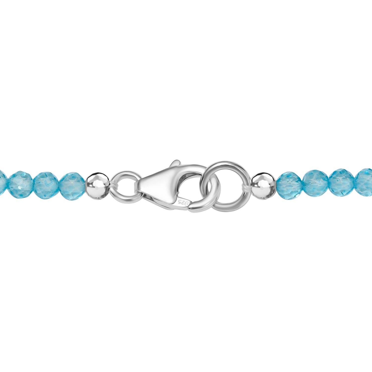 Pfau Quarz Triplette und Blauer Apatit Halskette ca. 45 cm 925 Silber rhodiniert ca. 52,66 ct.