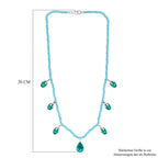 Pfau Quarz Triplette und Blauer Apatit Halskette ca. 45 cm 925 Silber rhodiniert ca. 52,66 ct.