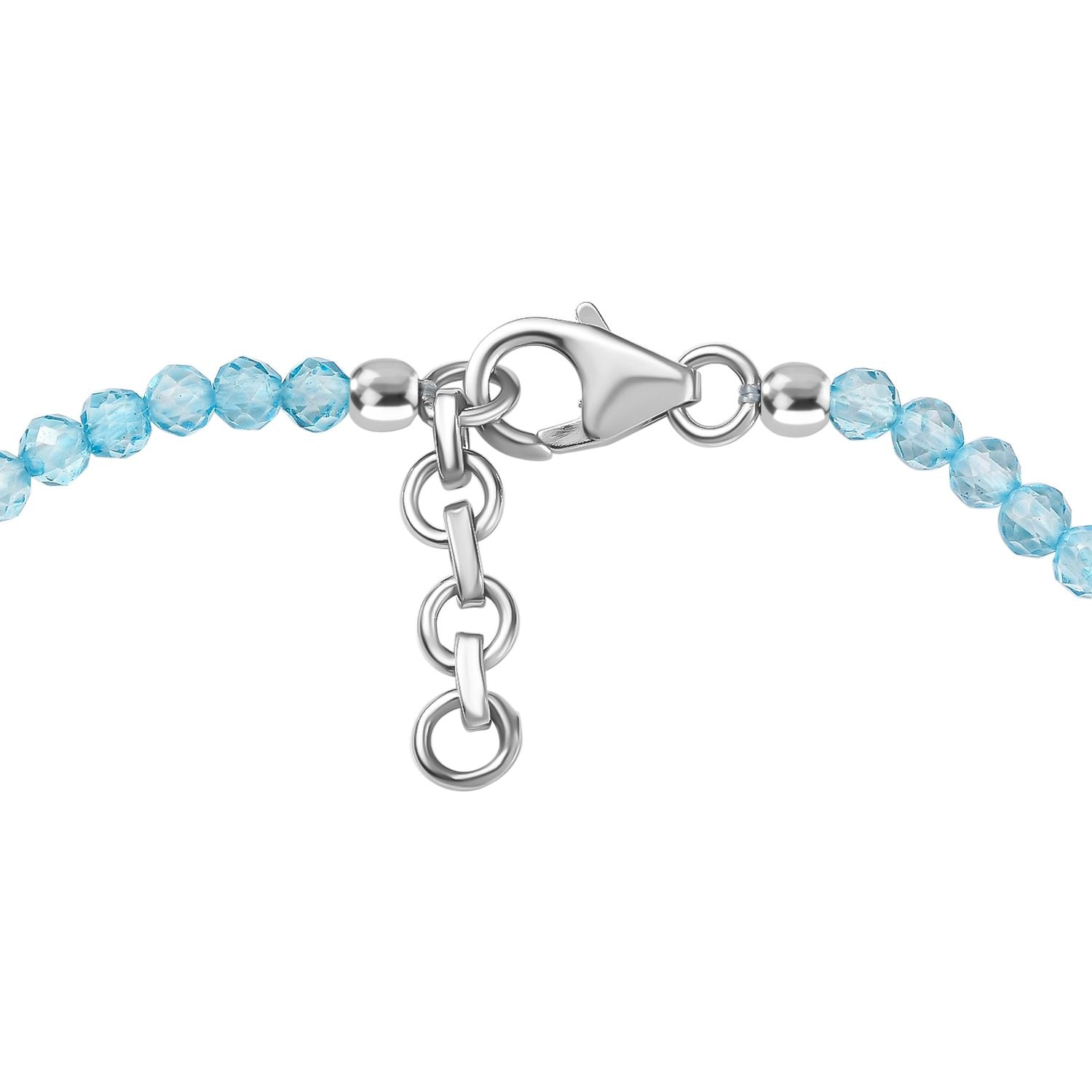 Pfau Quarz Triplette, Blauer Apatit Armband ca. 19 cm + 1.25 cm Extender, 925 Silber rhodiniert ca. 24.63 ct