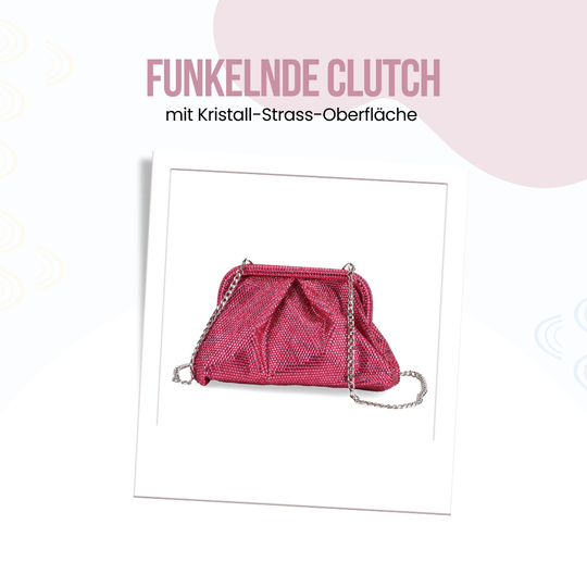 Designer Inspiriert- Schultertasche mit Kristallbesatz, Größe ca. 24x10x13 cm - Schwarz