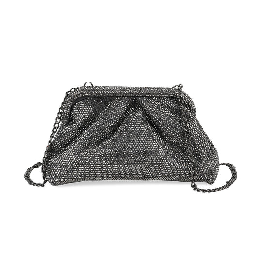 Designer Inspiriert- Schultertasche mit Kristallbesatz, Größe ca. 24x10x13 cm - Schwarz
