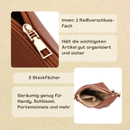 Crossbody-Tasche mit mehreren Reißverschlussfächern, gemustertem Schulterriemen, 23x26 cm, Altrosa