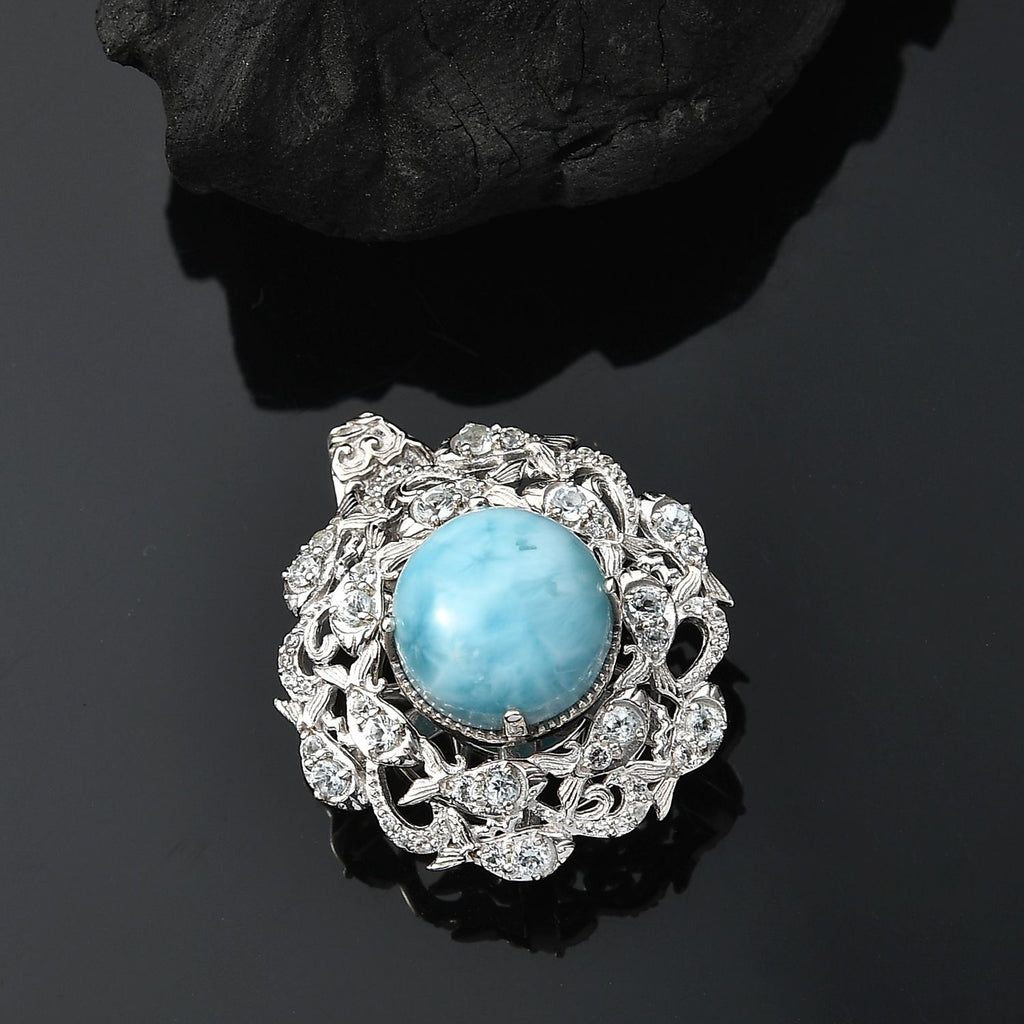 ShopLC EXKLUSIVE INNOVATION - Larimar, Himmelblauer Topas, Weißer Zirkon Anhänger, 925 Silber rhodiniert ca. 8.91 ct