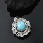 ShopLC EXKLUSIVE INNOVATION - Larimar, Himmelblauer Topas, Weißer Zirkon Anhänger, 925 Silber rhodiniert ca. 8.91 ct