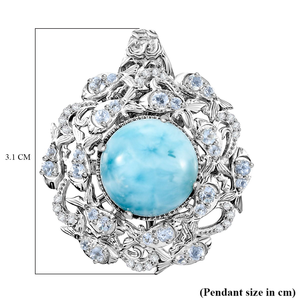 ShopLC EXKLUSIVE INNOVATION - Larimar, Himmelblauer Topas, Weißer Zirkon Anhänger, 925 Silber rhodiniert ca. 8.91 ct