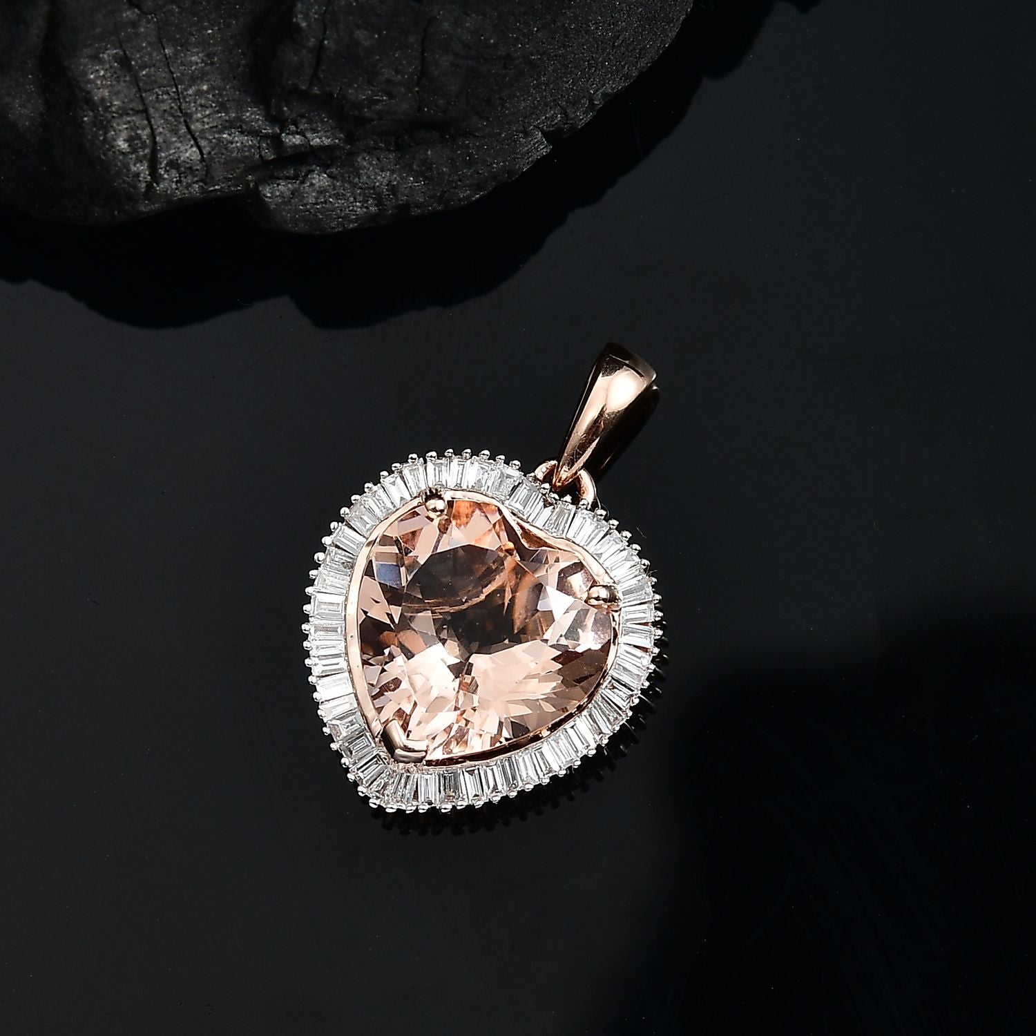 TUCSON FIND AAA Moroppino Morganit, Weißer Diamant Anhänger 585 Gold ca. 5.04 ct