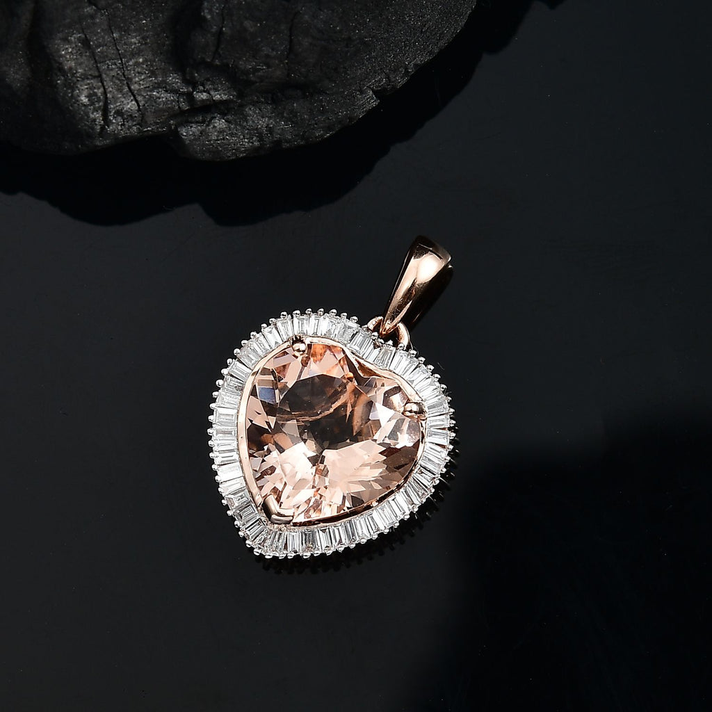 TUCSON FIND AAA Moroppino Morganit, Weißer Diamant Anhänger 585 Gold ca. 5.04 ct