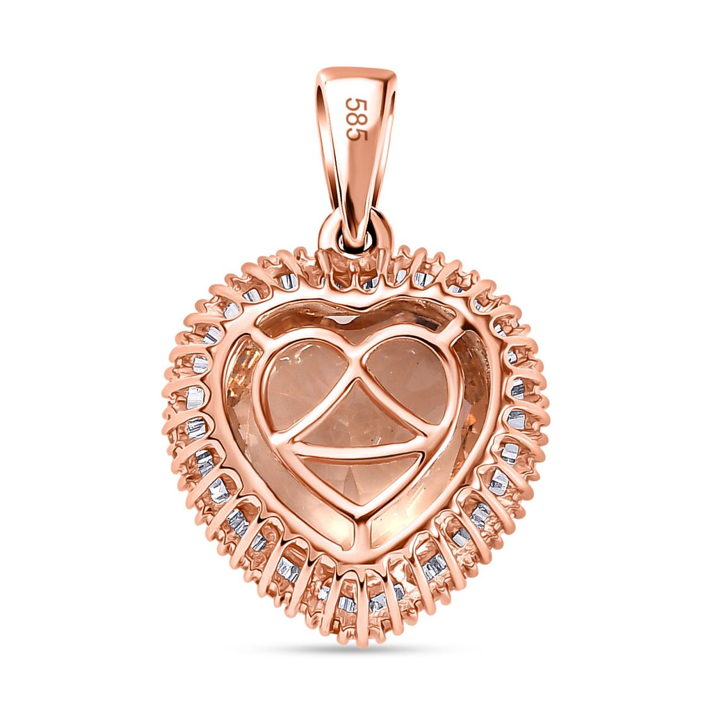 TUCSON FIND AAA Moroppino Morganit, Weißer Diamant Anhänger 585 Gold ca. 5.04 ct
