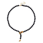 Schwarze Jade, Roter Granat Halskette ca. Flexibles cm 925 Silber 750 Gelbgold Vermeil (7-8 Werktage Lieferzeit) ca. 218.53 ct