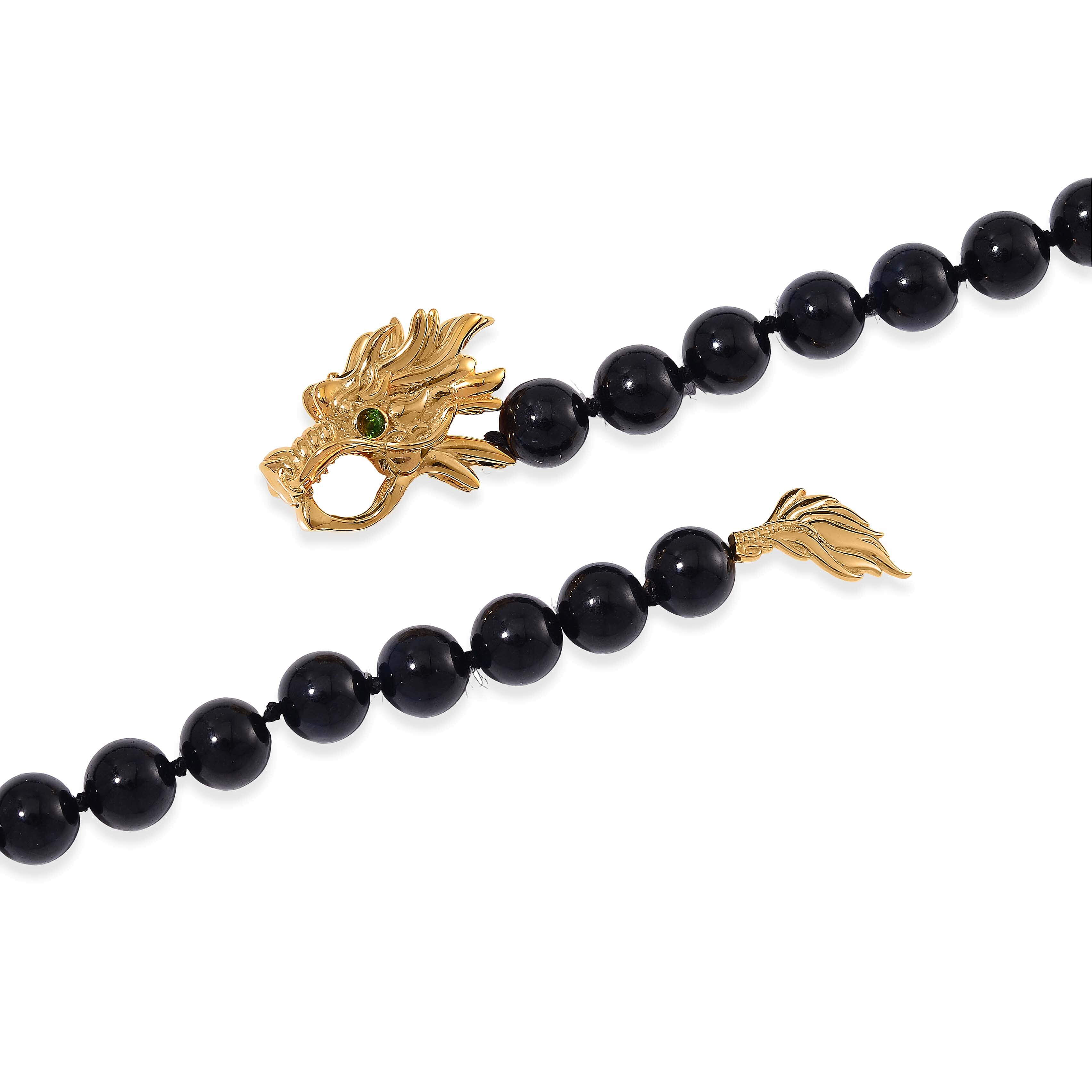 Schwarze Jade, Roter Granat Halskette ca. Flexibles cm 925 Silber 750 Gelbgold Vermeil (7-8 Werktage Lieferzeit) ca. 218.53 ct