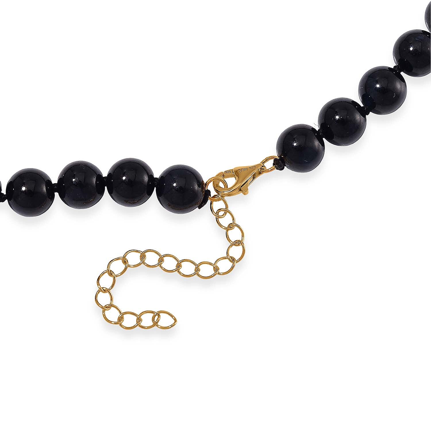 Schwarze Jade, Roter Granat Halskette ca. Flexibles cm 925 Silber 750 Gelbgold Vermeil (7-8 Werktage Lieferzeit) ca. 218.53 ct