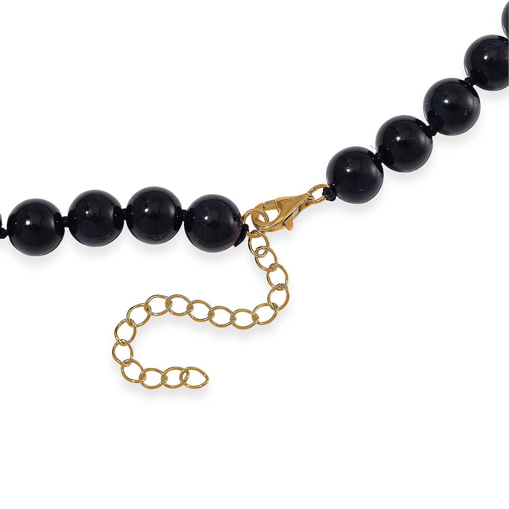 Schwarze Jade, Roter Granat Halskette ca. Flexibles cm 925 Silber 750 Gelbgold Vermeil (7-8 Werktage Lieferzeit) ca. 218.53 ct