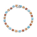 AAA Mehrfarbiges Zirkon Armband ca. 18 cm 925 Silber rhodiniert ca. 18.75 ct
