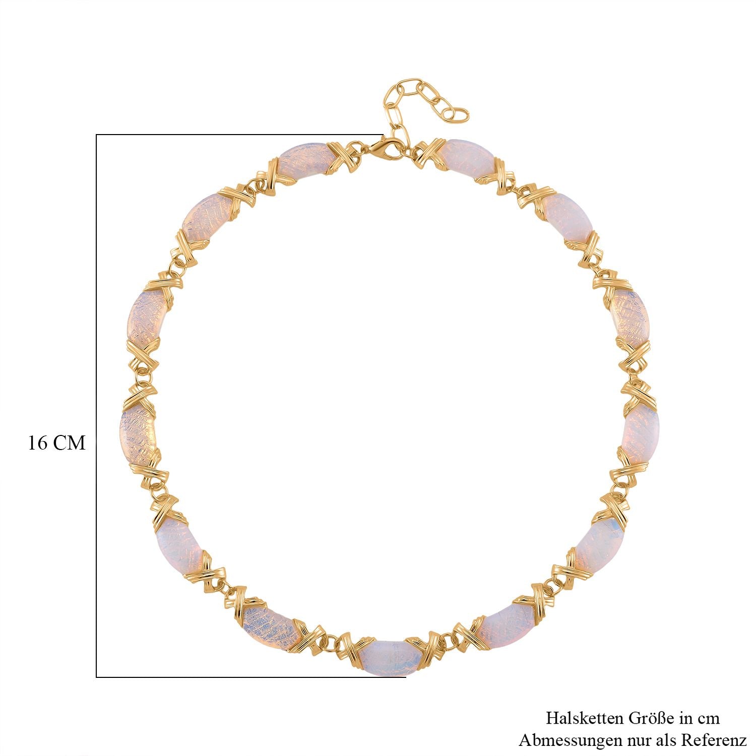 Opalit Halskette, ca. 45 cm + 5 cm Extender, gelb vergoldet ca. 250.00 ct