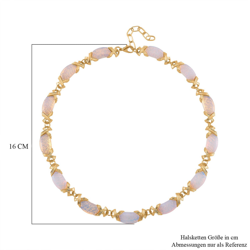 Opalit Halskette, ca. 45 cm + 5 cm Extender, gelb vergoldet ca. 250.00 ct