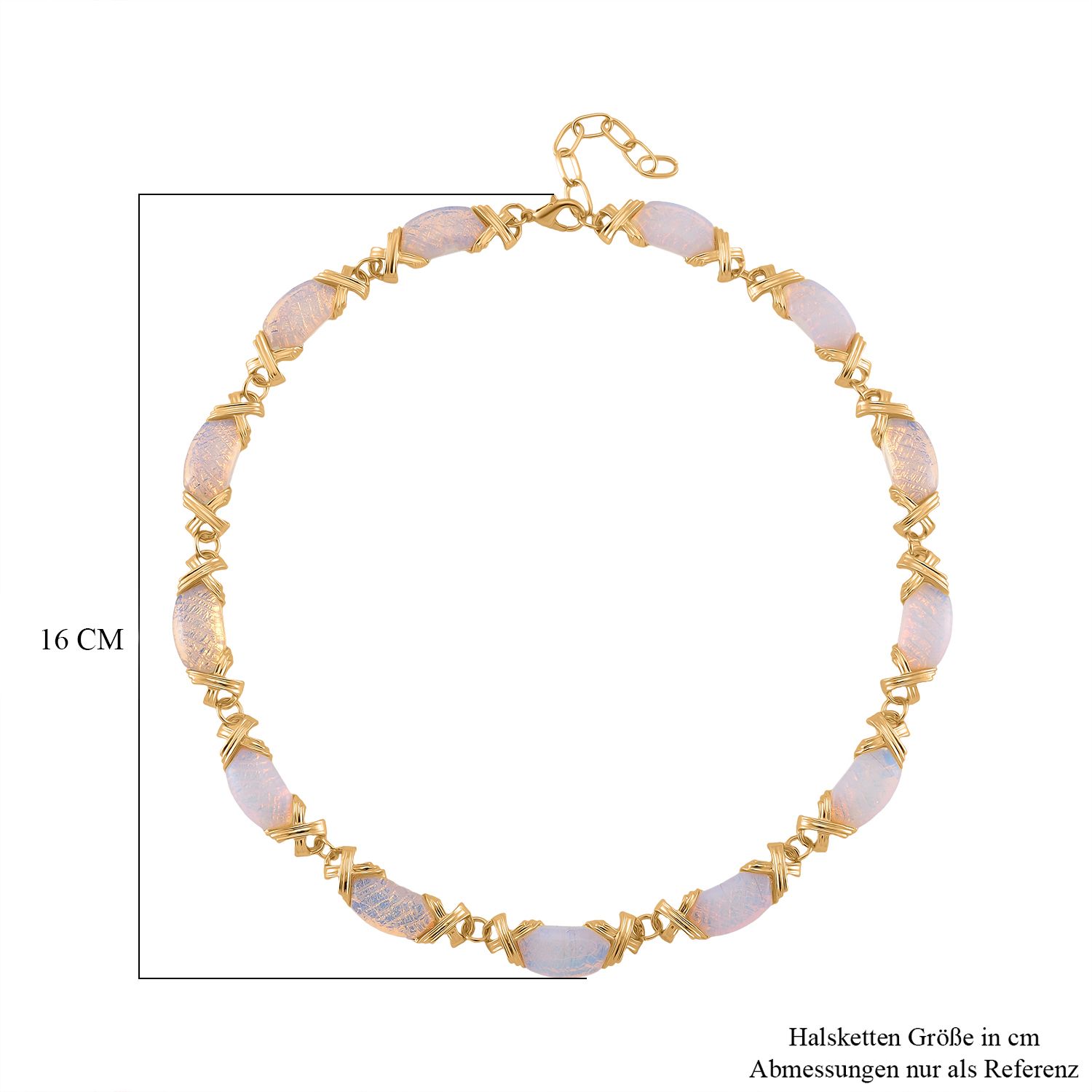 Opalit Halskette, ca. 45 cm + 5 cm Extender, gelb vergoldet ca. 250.00 ct