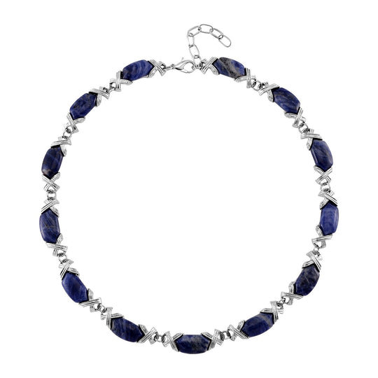 Sodalith Halskette, ca. 45 cm + 5 cm Extender, ca. 250.00 ct
