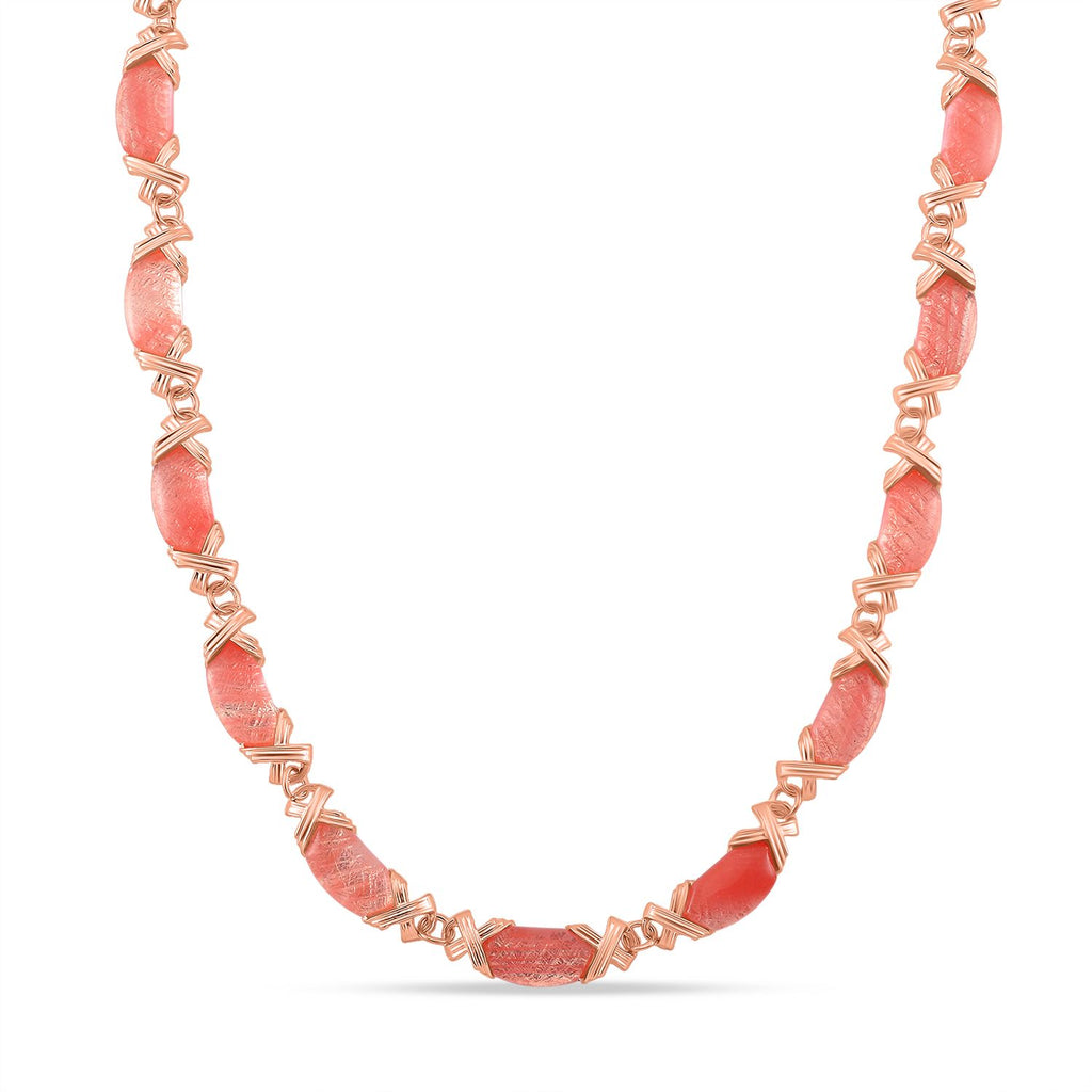 Kirsche Quarz Halskette, ca. 45 cm + 5 cm Extender, rosévergoldet ca. 250.00 ct
