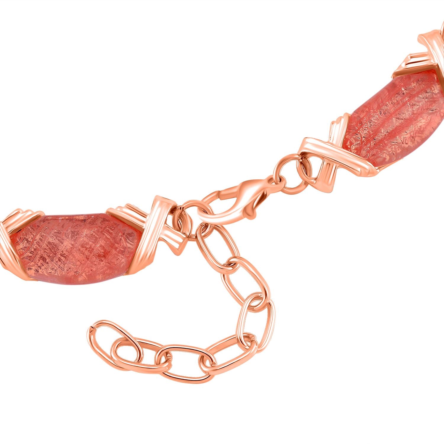 Kirsche Quarz Halskette, ca. 45 cm + 5 cm Extender, rosévergoldet ca. 250.00 ct