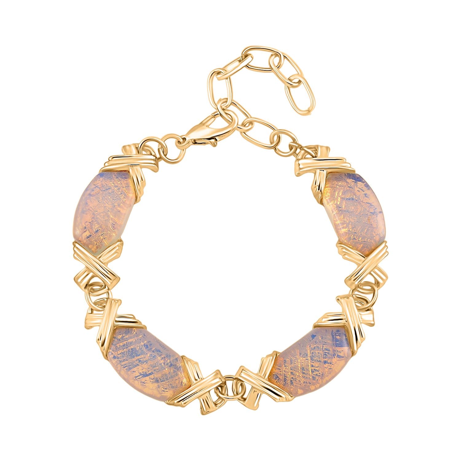 Opalit Armband ca. 15.25 cm + 5 cm Extender, gelb vergoldet ca. 65.00 ct