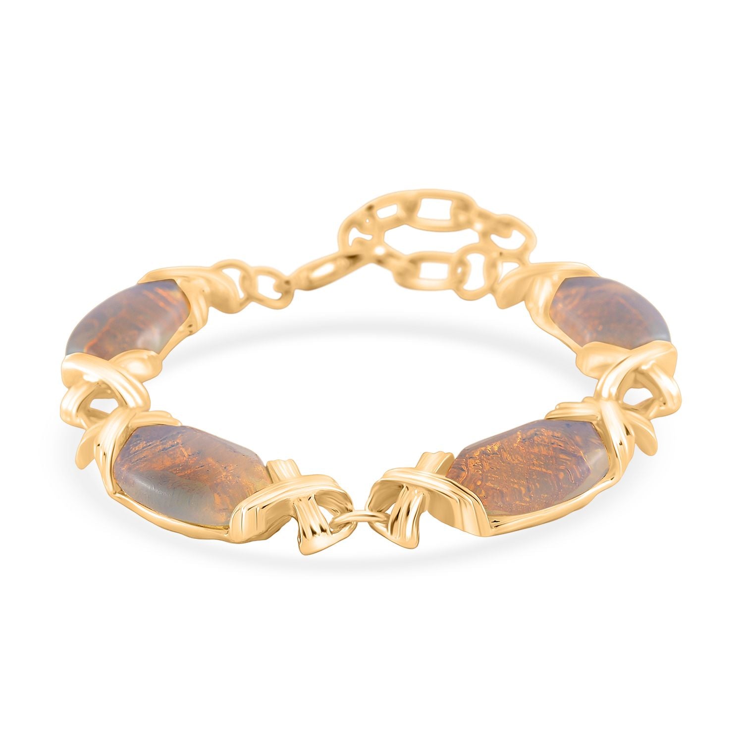 Opalit Armband ca. 15.25 cm + 5 cm Extender, gelb vergoldet ca. 65.00 ct