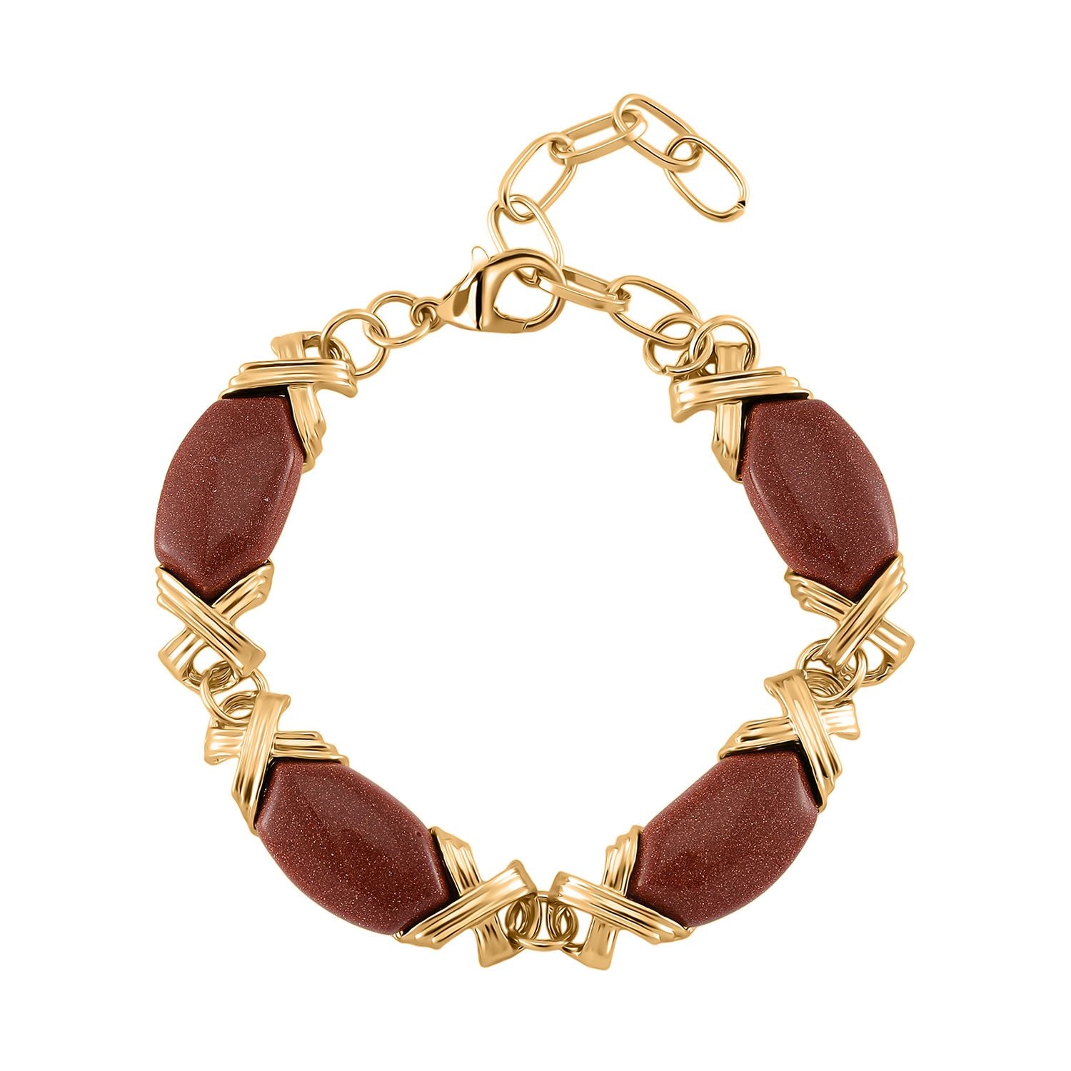Sonnenstein Armband, ca. 15.25 cm + 5 cm Extender, gelb vergoldet ca. 65.00 ct