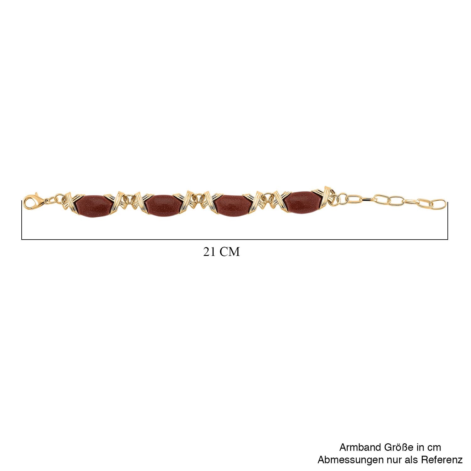 Sonnenstein Armband, ca. 15.25 cm + 5 cm Extender, gelb vergoldet ca. 65.00 ct