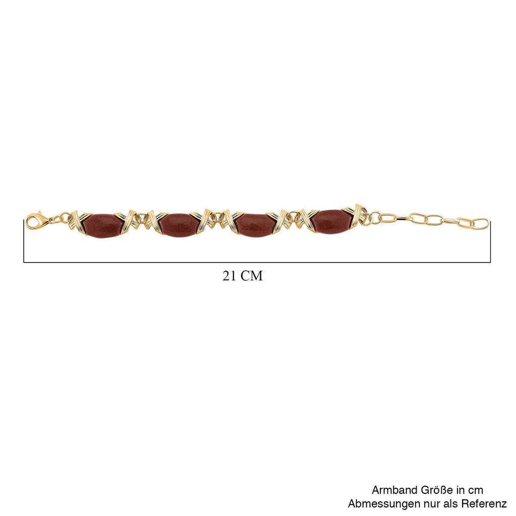 Sonnenstein Armband, ca. 15.25 cm + 5 cm Extender, gelb vergoldet ca. 65.00 ct